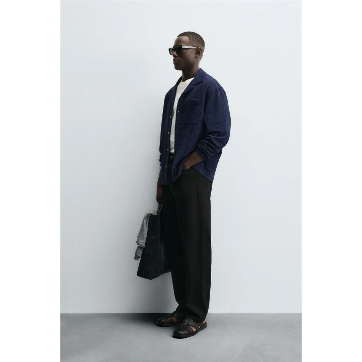 КУРТКА-РУБАШКА ИЗ ЖАТОЙ ТКАНИ КОМФОРТНОЙ ПОСАДКИ