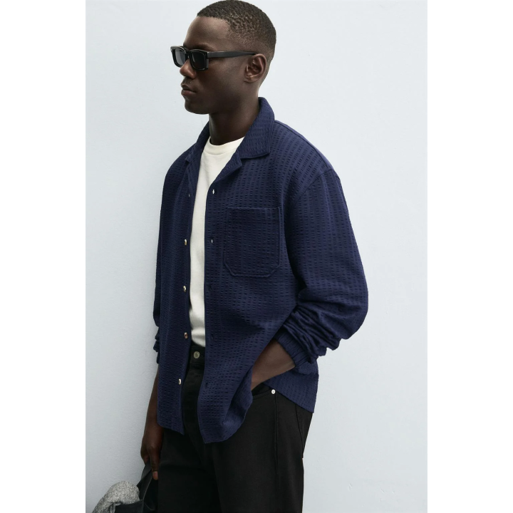 КУРТКА-РУБАШКА ИЗ ЖАТОЙ ТКАНИ КОМФОРТНОЙ ПОСАДКИ