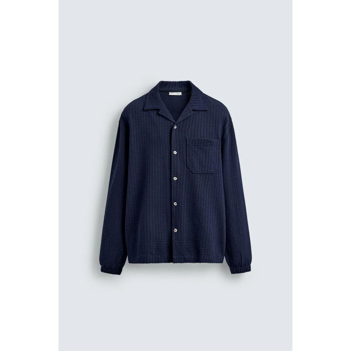 КУРТКА-РУБАШКА ИЗ ЖАТОЙ ТКАНИ КОМФОРТНОЙ ПОСАДКИ