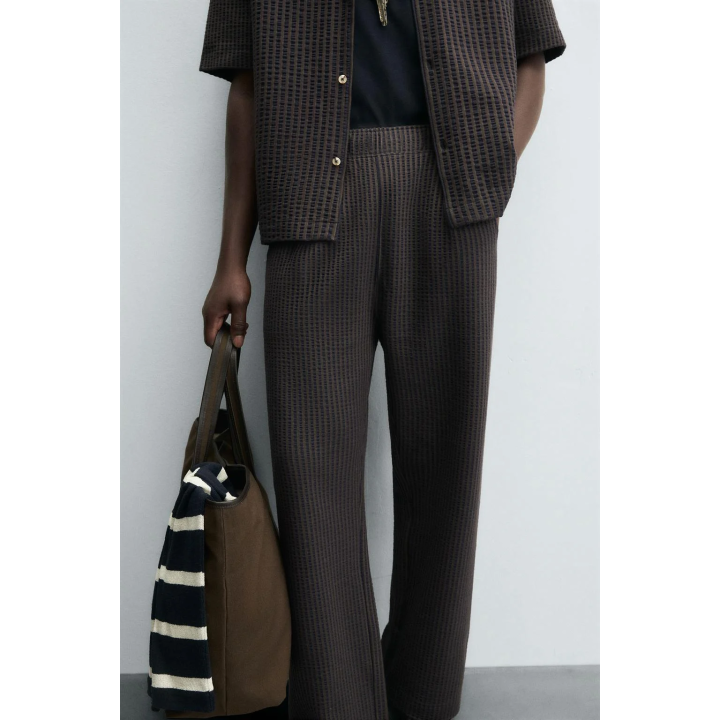 БРЮКИ ИЗ ЖАТОГО ХЛОПКА В ПОЛОСКУ COMFORT