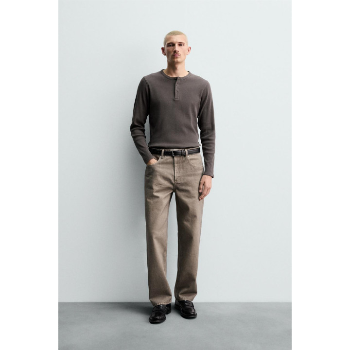 Футболка с воротником-стойкой из хлопка и конопли