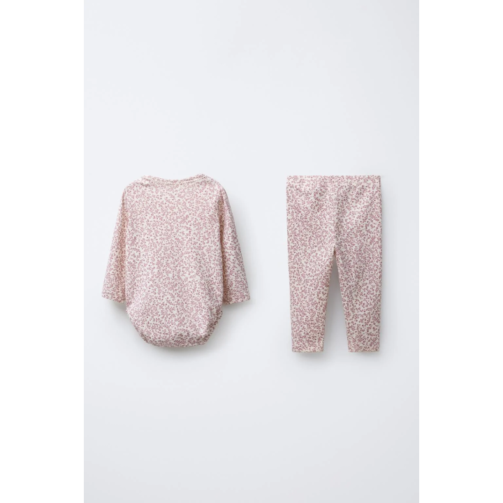 КОМПЛЕКТ ИЗ БОДИ И ЛЕГИНСОВ С ЦВЕТОЧНЫМ ПРИНТОМ