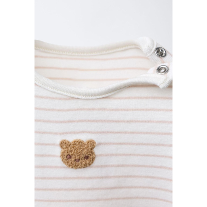 КОМПЛЕКТ ИЗ БОДИ И ЛЕГИНСОВ С МИШКОЙ И ПОЛОСКАМИ