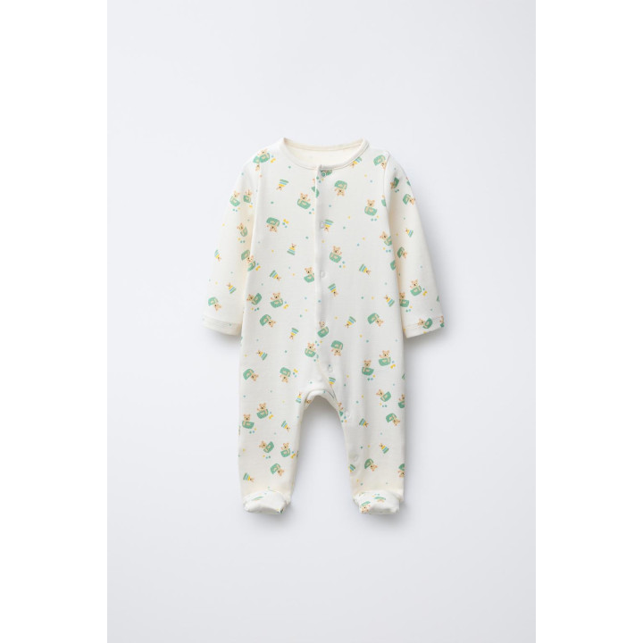 Пижама с принтом медведя, преобразуемая в конверт на ножках