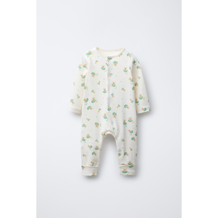 Пижама с принтом медведя, преобразуемая в конверт на ножках