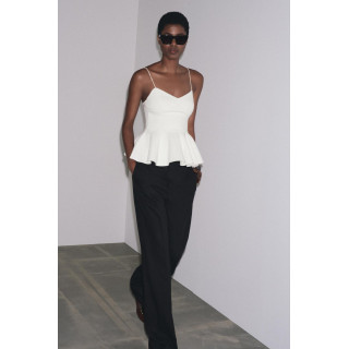 Топ с кроем пеплум и тонкими бретельками