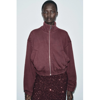 КУРТКА ИЗ МЯГКОЙ ТКАНИ С ЭФФЕКТОМ ПОТЕРТОСТИ