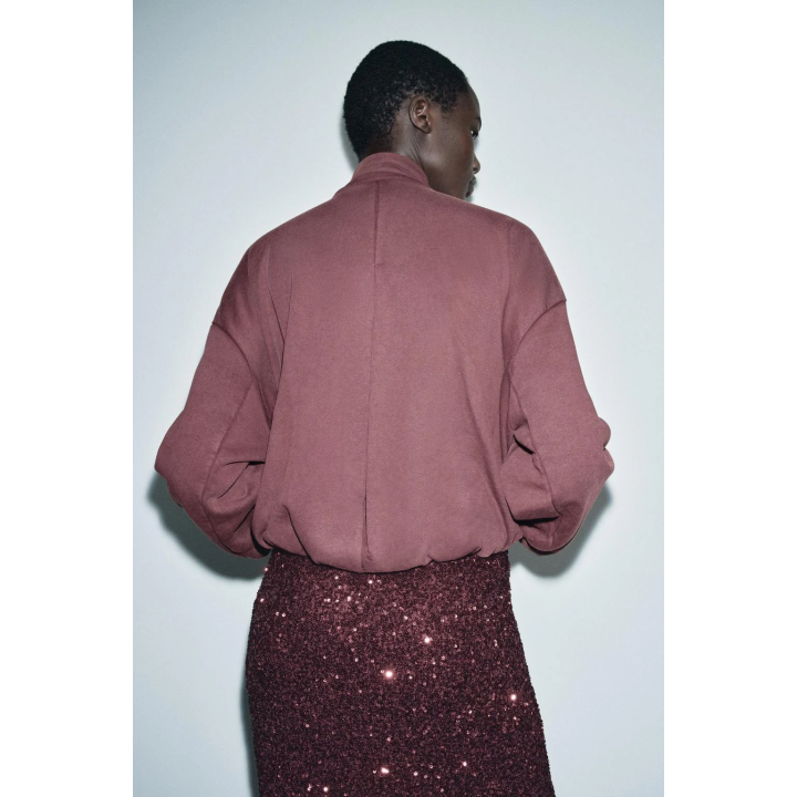 КУРТКА ИЗ МЯГКОЙ ТКАНИ С ЭФФЕКТОМ ПОТЕРТОСТИ