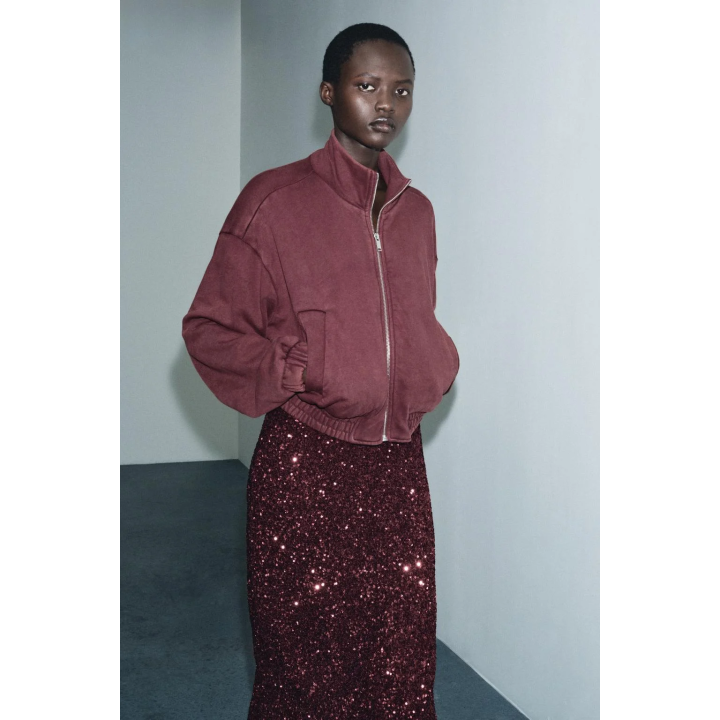 КУРТКА ИЗ МЯГКОЙ ТКАНИ С ЭФФЕКТОМ ПОТЕРТОСТИ