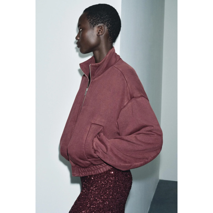 КУРТКА ИЗ МЯГКОЙ ТКАНИ С ЭФФЕКТОМ ПОТЕРТОСТИ