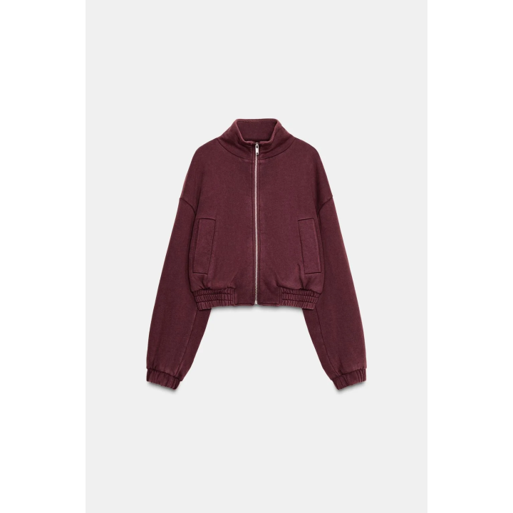 КУРТКА ИЗ МЯГКОЙ ТКАНИ С ЭФФЕКТОМ ПОТЕРТОСТИ