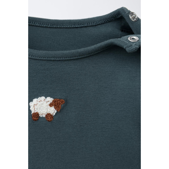 КОМПЛЕКТ ИЗ БОДИ И ЛЕГГИНСОВ С ВЫШИВКОЙ "ОВЕЧКА"