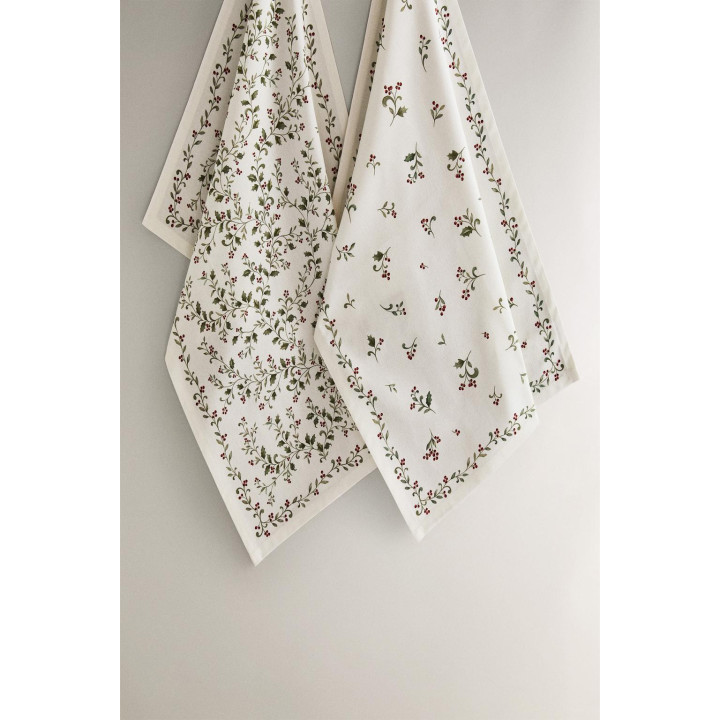 Набор хлопковых рождественских полотенец с листьями (набор из 2 штук)