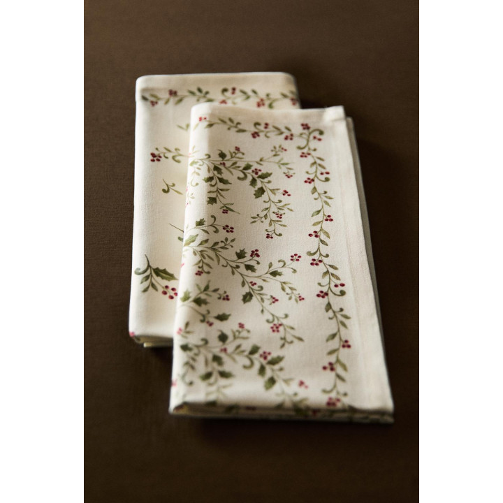Набор хлопковых рождественских полотенец с листьями (набор из 2 штук)