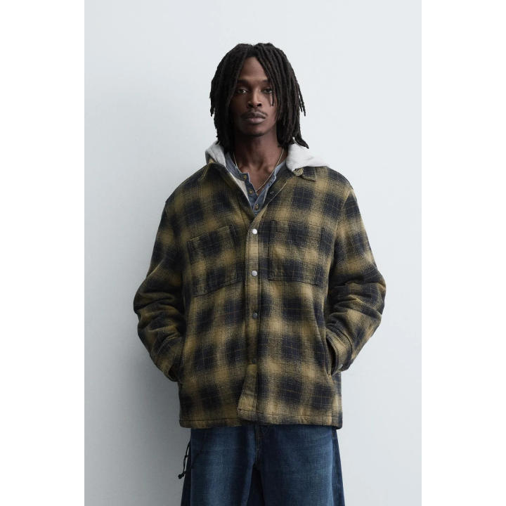 КУРТКА-РУБАШКА В КЛЕТКУ С КАПЮШОНОМ