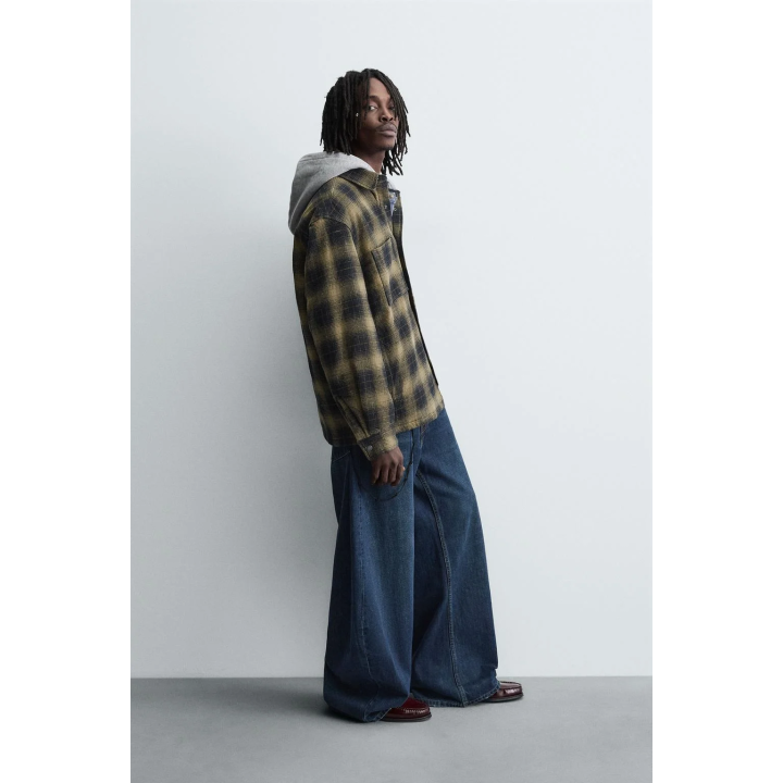 КУРТКА-РУБАШКА В КЛЕТКУ С КАПЮШОНОМ