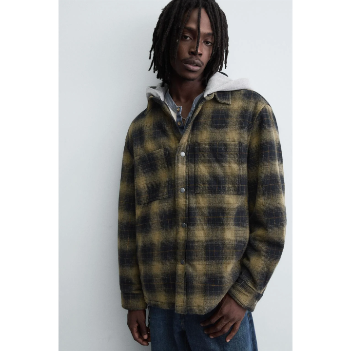 КУРТКА-РУБАШКА В КЛЕТКУ С КАПЮШОНОМ