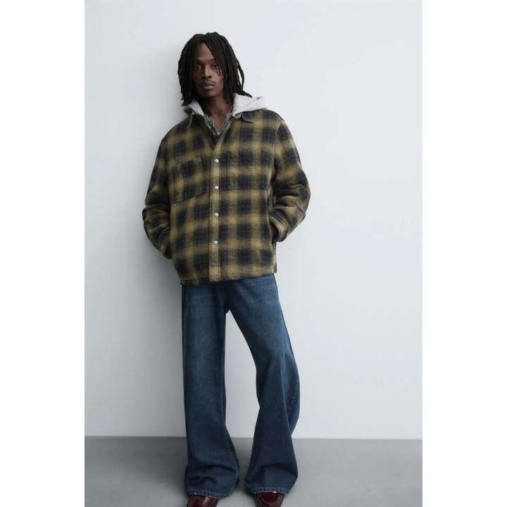КУРТКА-РУБАШКА В КЛЕТКУ С КАПЮШОНОМ