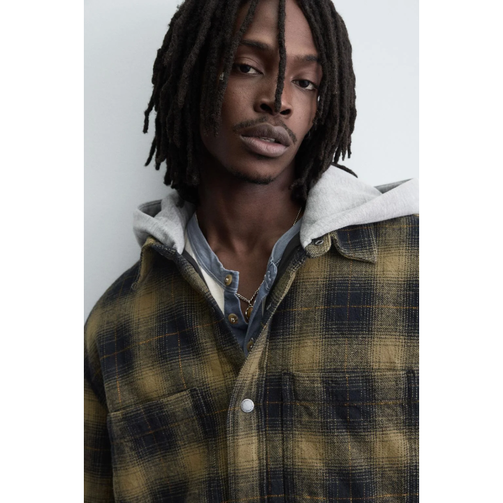 КУРТКА-РУБАШКА В КЛЕТКУ С КАПЮШОНОМ