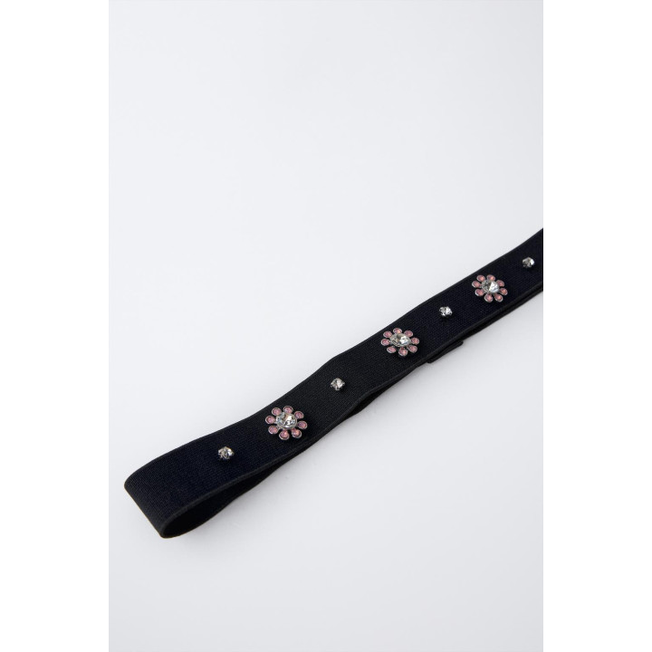 ЭЛАСТИЧНЫЙ ОБОДОК СО СТРАЗАМИ В ВИДЕ ЦВЕТОВ