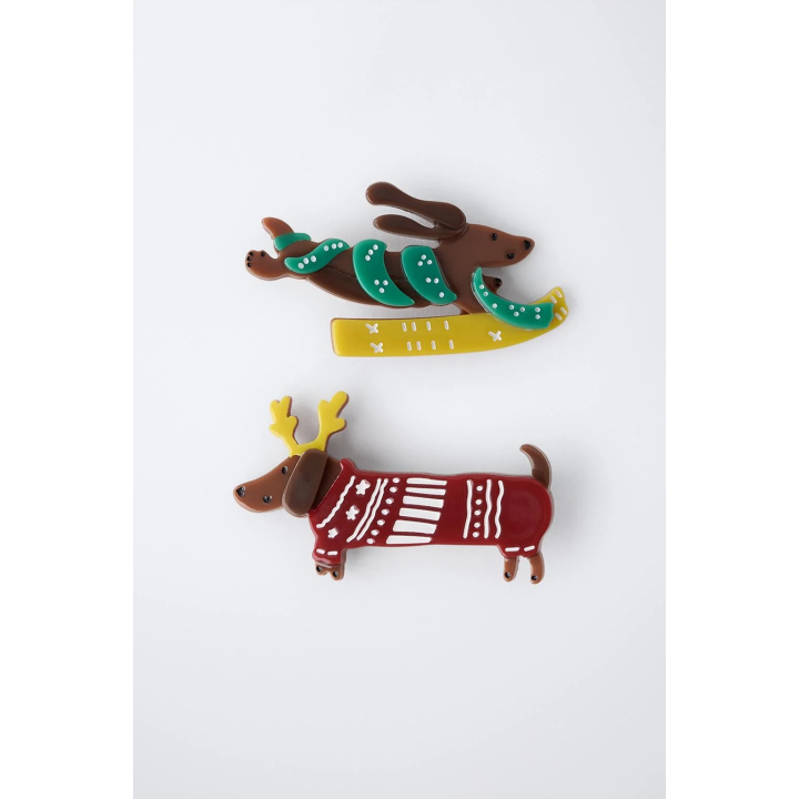 НАБОР ИЗ ДВУХ ЗАКОЛОК-СОБАЧЕК ОЛЕНЬ