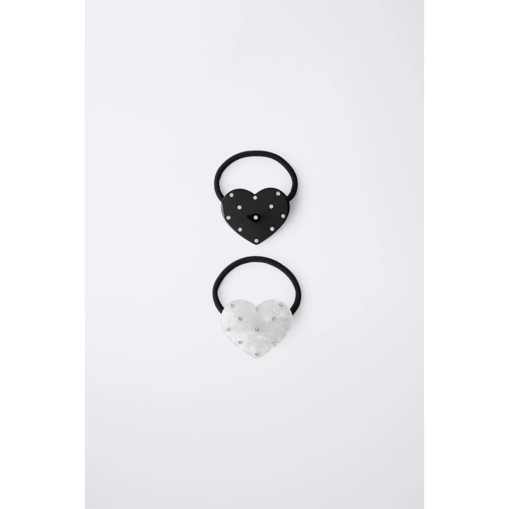 НАБОР ИЗ ДВУХ РЕЗИНОК ДЛЯ ВОЛОС «СЕРДЕЧКИ С БЛЕСТКАМИ»