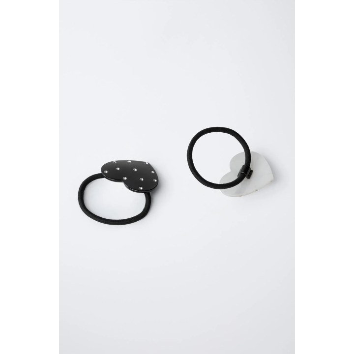 НАБОР ИЗ ДВУХ РЕЗИНОК ДЛЯ ВОЛОС «СЕРДЕЧКИ С БЛЕСТКАМИ»