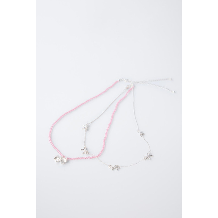 НАБОР ИЗ ДВУХ ОЖЕРЕЛИЙ С БАНТИКАМИ