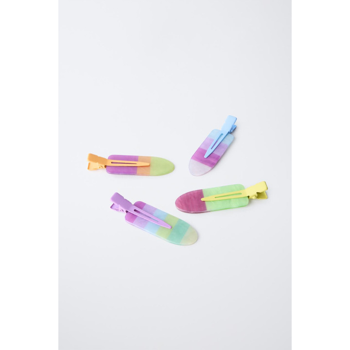 НАБОР ИЗ ЧЕТЫРЕХ ЦВЕТНЫХ ЗАКОЛОК-КЛИПС