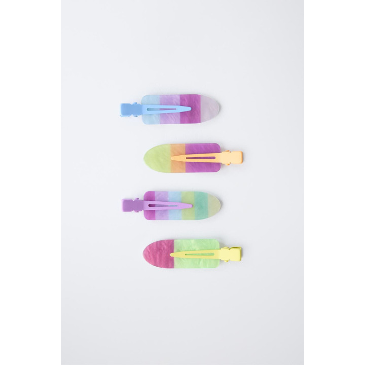 НАБОР ИЗ ЧЕТЫРЕХ ЦВЕТНЫХ ЗАКОЛОК-КЛИПС