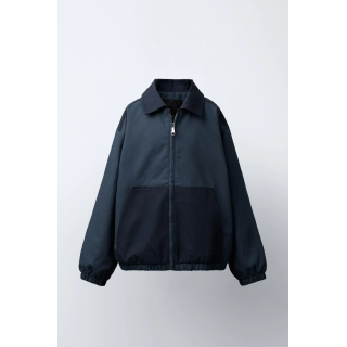 КУРТКА ИЗ САРЖИ В СТИЛЕ КОЛОР-БЛОК