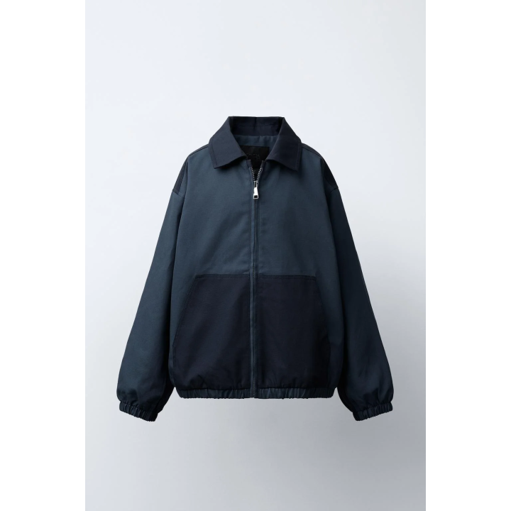 КУРТКА ИЗ САРЖИ В СТИЛЕ КОЛОР-БЛОК