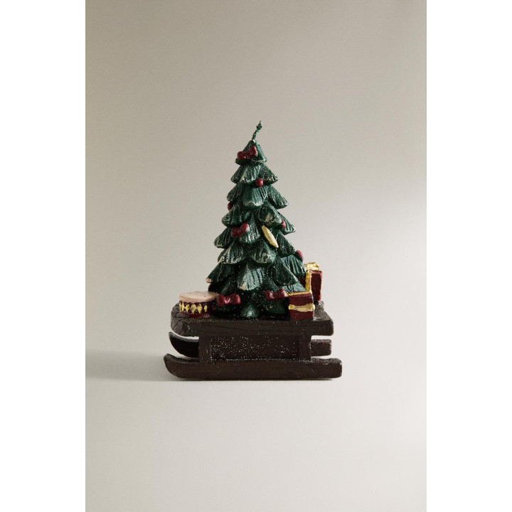 Рождественский санки и свеча в форме ёлки