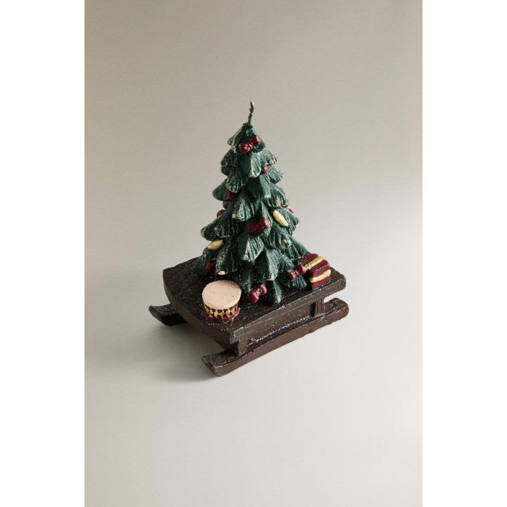 Рождественский санки и свеча в форме ёлки