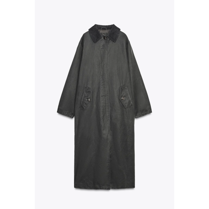 ВОЩЕНЫЙ ТРЕНЧ С ВЕЛЬВЕТОВЫМ ВОРОТНИКОМ