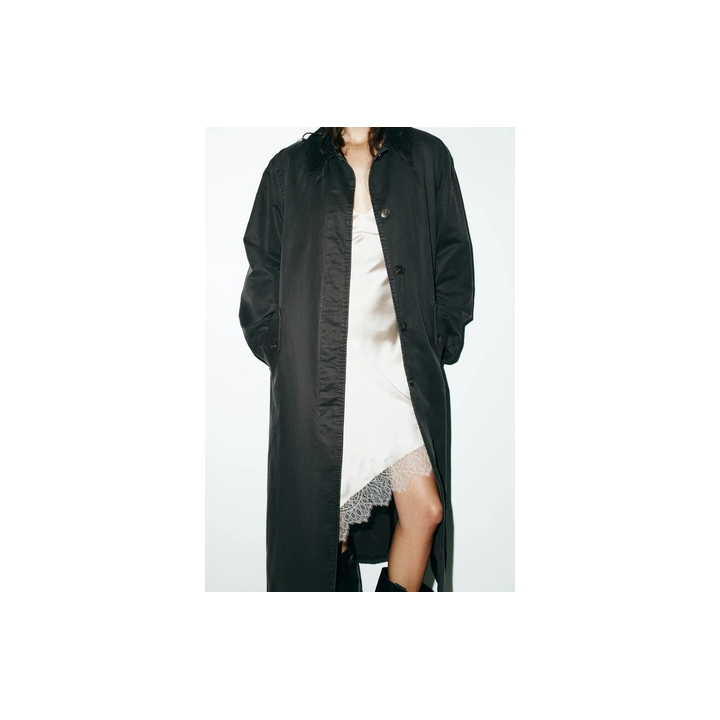 ВОЩЕНЫЙ ТРЕНЧ С ВЕЛЬВЕТОВЫМ ВОРОТНИКОМ