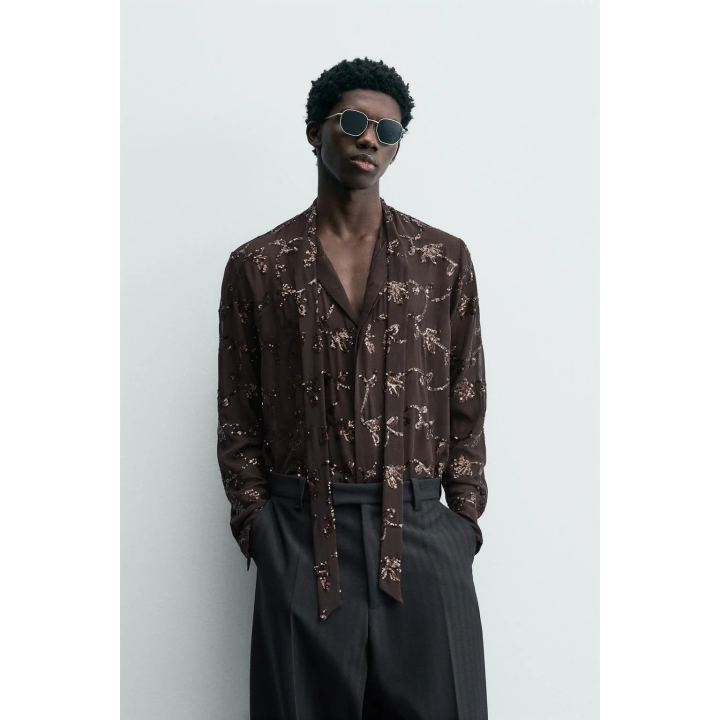 Рубашка с пайетками limited edition semi-sheer