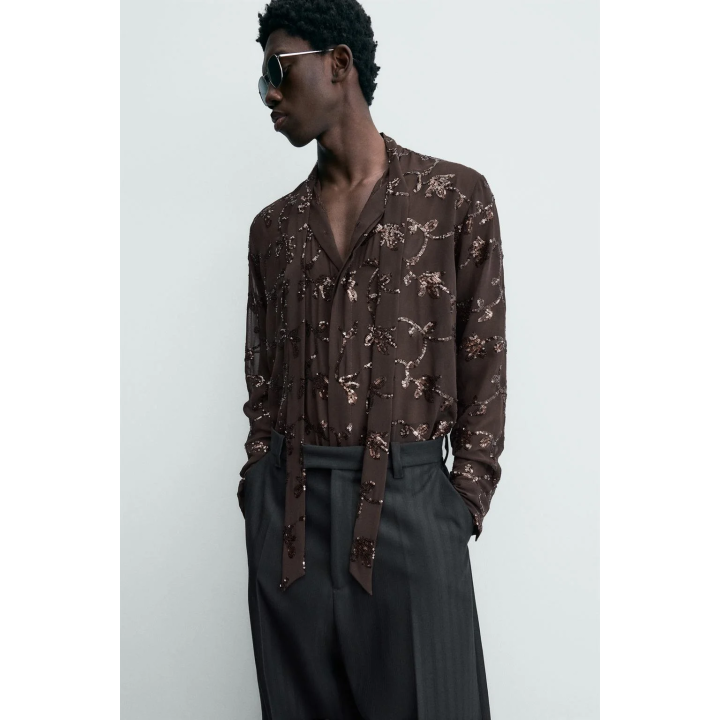 Рубашка с пайетками limited edition semi-sheer