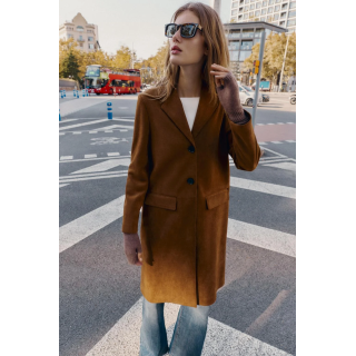 ПАЛЬТО-СЮРТУК ИЗ ТКАНИ ПОД ЗАМШУ