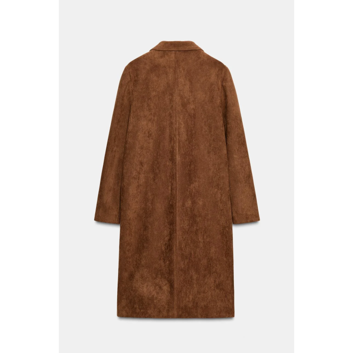 ПАЛЬТО-СЮРТУК ИЗ ТКАНИ ПОД ЗАМШУ