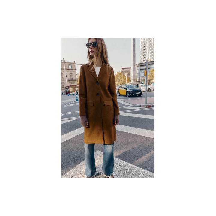 ПАЛЬТО-СЮРТУК ИЗ ТКАНИ ПОД ЗАМШУ