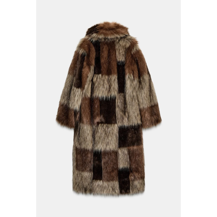 ПАЛЬТО ИЗ ИСКУССТВЕННОГО МЕХА В СТИЛЕ ПЭЧВОРК — ZW COLLECTION LIMITED EDITION