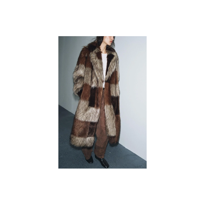 ПАЛЬТО ИЗ ИСКУССТВЕННОГО МЕХА В СТИЛЕ ПЭЧВОРК — ZW COLLECTION LIMITED EDITION