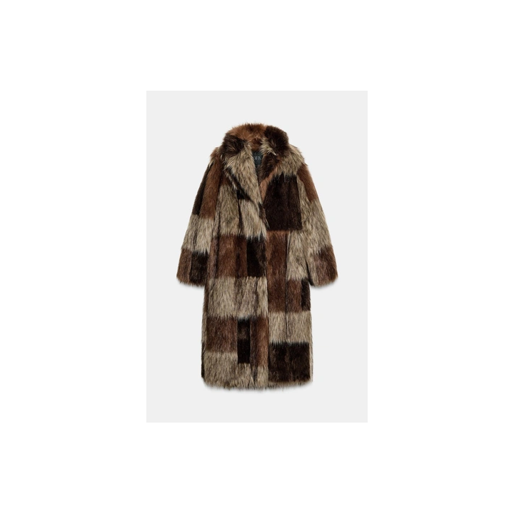 ПАЛЬТО ИЗ ИСКУССТВЕННОГО МЕХА В СТИЛЕ ПЭЧВОРК — ZW COLLECTION LIMITED EDITION
