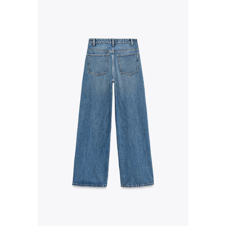 ДЖИНСЫ TRF WIDE-LEG С ВЫСОКОЙ ПОСАДКОЙ И КОСОЙ ЗАСТЕЖКОЙ