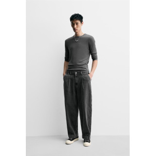 ДЖИНСОВЫЕ БРЮКИ ЧИНОС ШИРОКОГО КРОЯ СО СКЛАДКАМИ