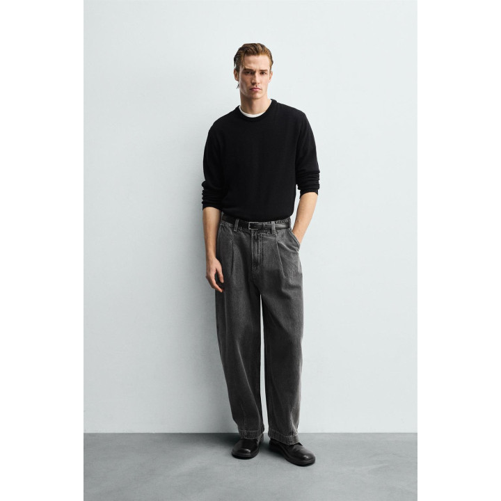 ДЖИНСОВЫЕ БРЮКИ ЧИНОС ШИРОКОГО КРОЯ СО СКЛАДКАМИ