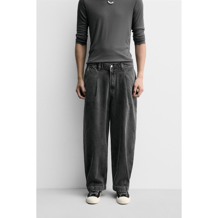 ДЖИНСОВЫЕ БРЮКИ ЧИНОС ШИРОКОГО КРОЯ СО СКЛАДКАМИ