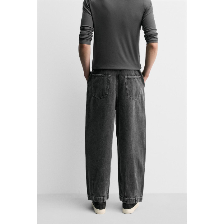 ДЖИНСОВЫЕ БРЮКИ ЧИНОС ШИРОКОГО КРОЯ СО СКЛАДКАМИ