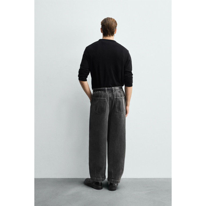 ДЖИНСОВЫЕ БРЮКИ ЧИНОС ШИРОКОГО КРОЯ СО СКЛАДКАМИ